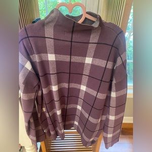 Jones & CO NEW YORK Purple plaid turtleneck sweater size XL